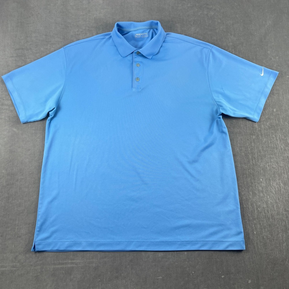 Nike Men XXL Blue Polo Shirt Nike Fit Dry Short Sleeve Performance Golf Top